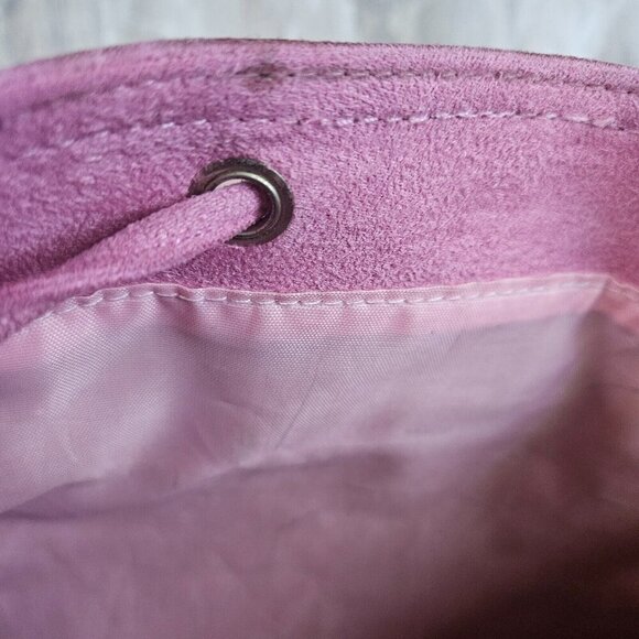 Supergirl Pink Faux Suede Backpack W/ Rhinestone Logo Furry Trim Bling Superhero - Picture 14 of 16